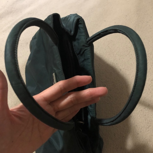 TODAY ONLY:AUTHENTIC PRADA DARK BLUE GREEN FABRIC HANDBAG - Picture 12 of 12